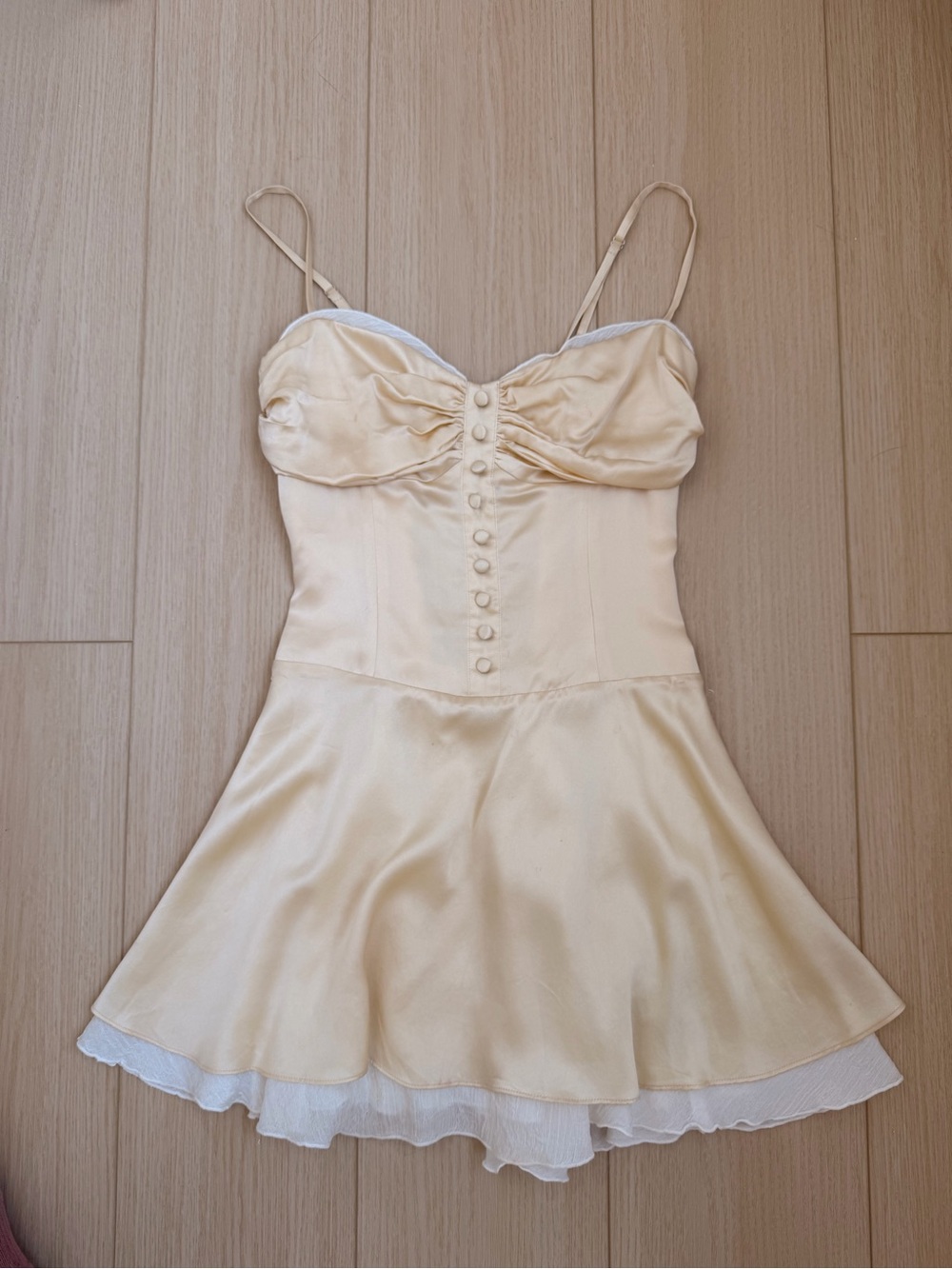 Reformation Ursula Silk Dress in Ivory, size 0 🤍